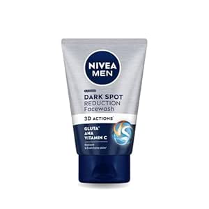 NIVEA MEN Dark Spot Reduction Face Wash | Gluta, AHA, Vitamin C | Helps Reduce the Appearance of Tan | Dark Spot Reduction for Radiant and Even Tone Skin | 100g