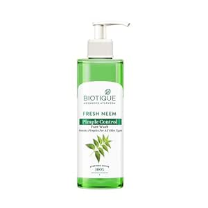 Biotique Fresh Neem Pimple Control Face Wash| Ayurvedic and Organically Pure| Prevents Pimples |100% Botanical Extracts| Suitable for All Skin Types | 200mL