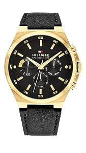 Tommy Hilfiger Quartz Multifunction Black dial Leather Strap Watch for Men-TH1792086
