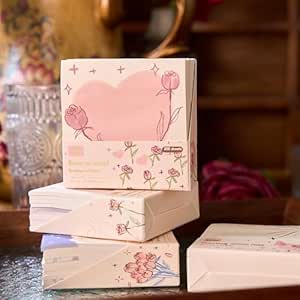 Sticky Notes Set, Multicolour, Over 200 Rectangular Self-Stick Memo Pads with Delicate Heart, Rose & Butterfly Designs for Journaling, Office, Creative Projects (Pack-1)(Multi Color)