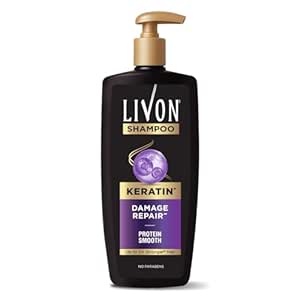 Livon Keratin Shampoo for Women & Men | Repairs Damaged Hair | Smooth & 5x Stronger Hair | No Parabens | 650ml