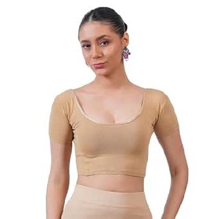 Bonjour Women’s Short Sleeve Stretchable Readymade Saree Blouse for Festive, Wedding Comfortable Fit
