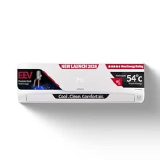 Hitachi Smart Choice 1.5 Ton 5 Star, New Star rated, Inverter Split AC (Copper, Smart View Display, 4 Way Swing, ice Clean, Anti-bacterial Filter,RAS.V518PCDIBT, White)