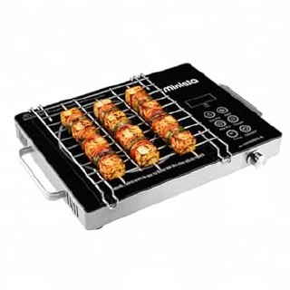 Minista 2200W Infrared Induction Cooktop Stove With Grill Rack, Suitable for All Cookware, Premium Glass Top,Touch Control, Digital Display,Timer, 4 cooking modes, Auto Shut Off, 1 Year Warranty Black