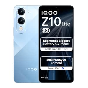 iQOO Z10 Lite 5G (Titanium Blue 2026, 4GB RAM, 64GB Storage) | Dimensity 6300 5G Processor | 50MP Sony AI Camera | 6000 mAh Battery | IP64 Rated & Military Grade Shock-Resistance*