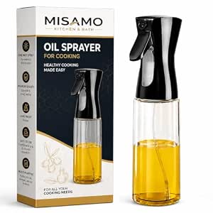 Misamo Enterprise Oil Sprayer, 220ml Glass Oil Spray Bottle, Black