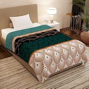 Story@Home Premium Plush Summer Double Bed Dohar/AC Blanket - Teal & Black