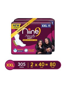niine Naturally Soft XXL+ Sanitary Napkins Super Day & Night (Combo 2) Sanitary Pad