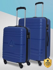 ARISTOCRAT Airstop Set of 2 (Small 53cm | Medium 63cm) - Trolley Bag Cabin & Check-in Set 4 Wheels - 25 Inch ELANZA BLUE