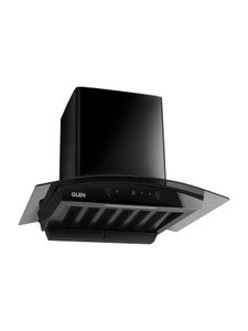 Glen ISPA AC BL 60CM 1200 CMH 60 cm Curved Glass 60 cm|Digital Display|Touch & Gesture Control| Autoclean| Filterless|Powerful Suction | Low Nois Auto Clean Chimney