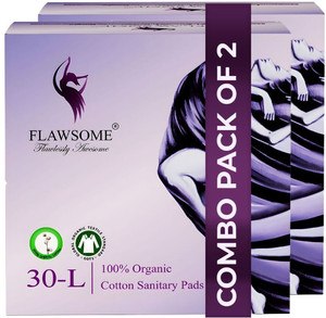 FLAWSOME Combo Sanitary Pads 30 L Cotton Set of 2 Sanitary Pad