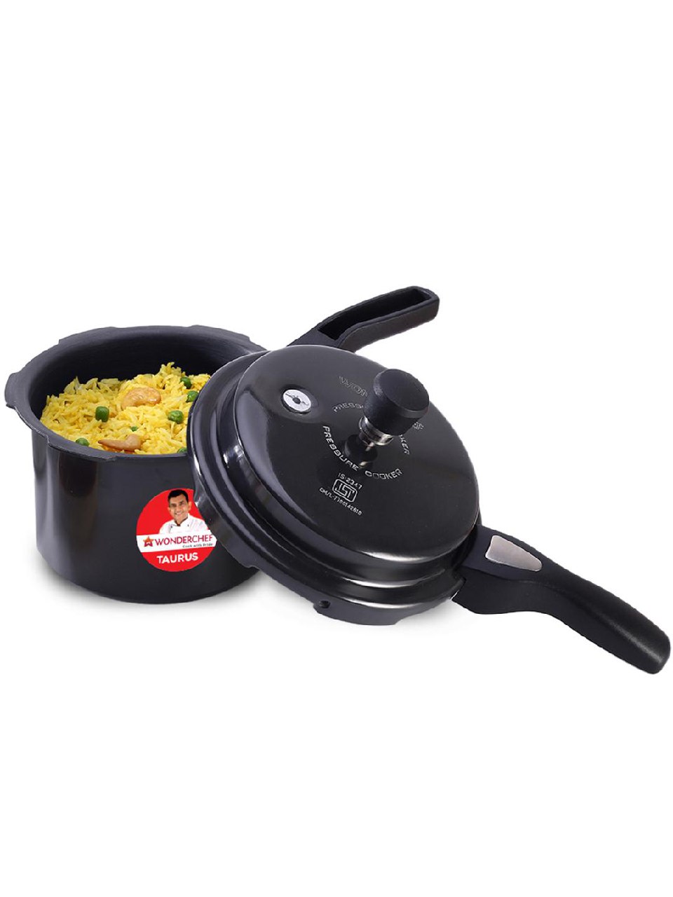 Wonderchef Taurus Black Aluminium Induction Base Outer Lid Hard Anodized Pressure Cooker 3 L - Home for Unisex